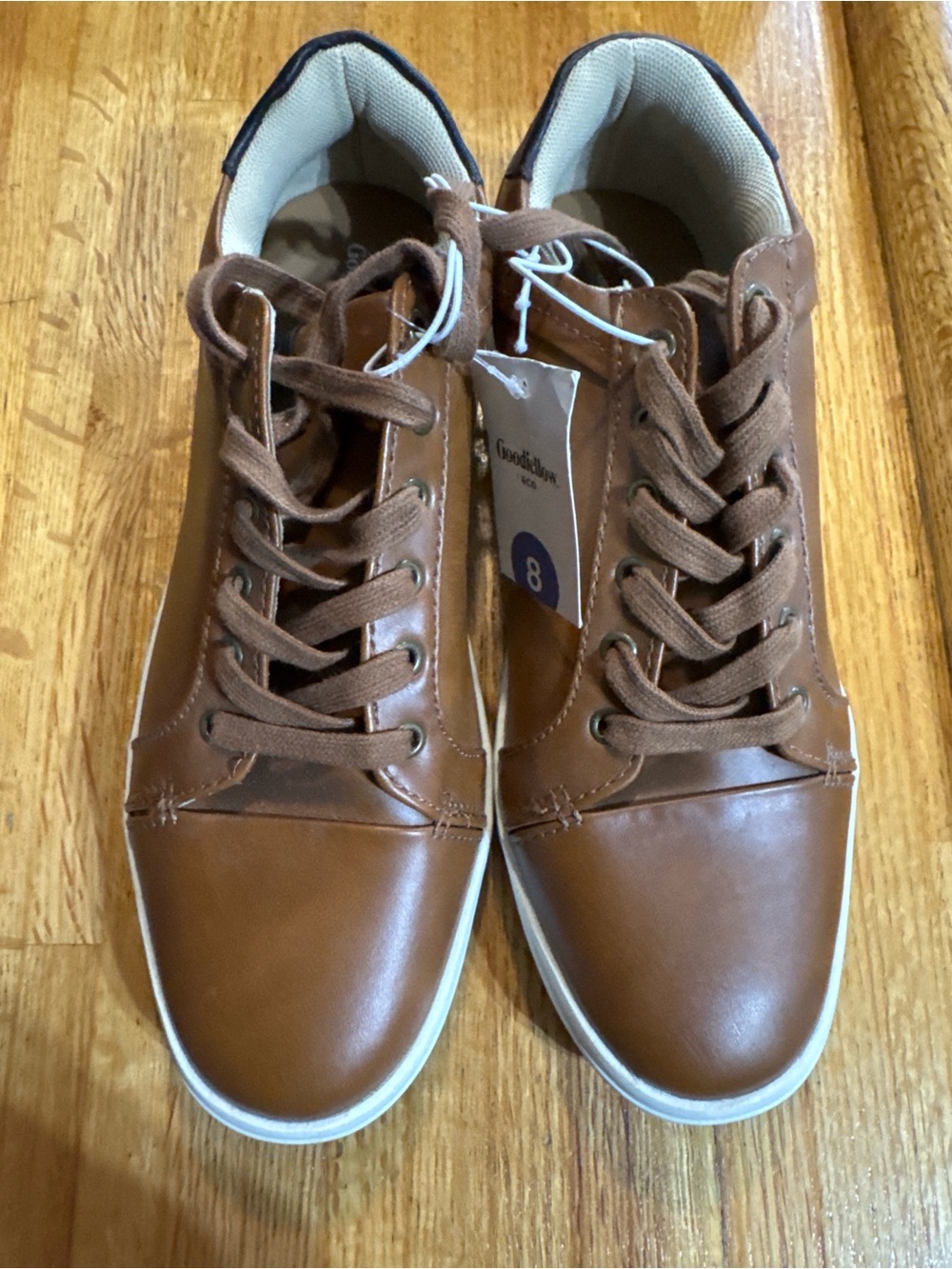 Men's 8 Goodfellow & Co Casual Brown Leather-Look Sneakers